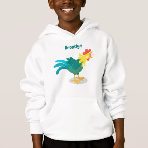 Cute funny crowing rooster cartoon illustration
