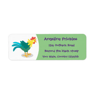 Cute funny crowing rooster cartoon illustration