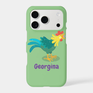 Cute funny crowing rooster cartoon illustration