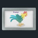 Cute funny crowing rooster cartoon illustration belt buckle<br><div class="desc">This cute crowing rooster will add some hen house fun to your day. Drawn in fun cartoon illustration style!</div>