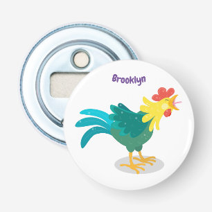 Cute funny crowing rooster cartoon illustration bottle opener