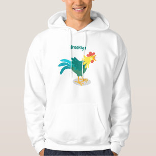 Cute funny crowing rooster cartoon illustration hoodie