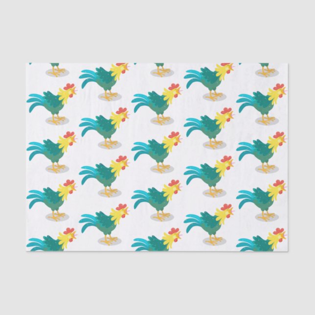 Cute funny crowing rooster cartoon illustration tissue paper (Front)