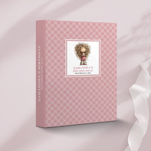 Cute Funny Curly Girl 7th Birthday Pink binder