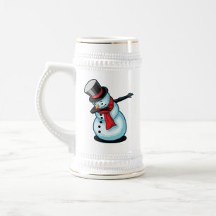 Cute & Funny Dabbing Snowman Xmas Winter Gift Beer Stein