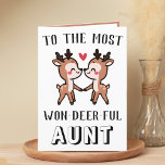 Cute Funny Deer Buck Wonderful Aunt Birthday Thank You Card<br><div class="desc">Looking for a unique way to express your love and humour? Our funny deer pun greeting card is the perfect choice for any aunt on her birthday! Customize it by adding your own personal message.  Design features two cute baby deer and a message to the most won-deer-ful aunt.</div>