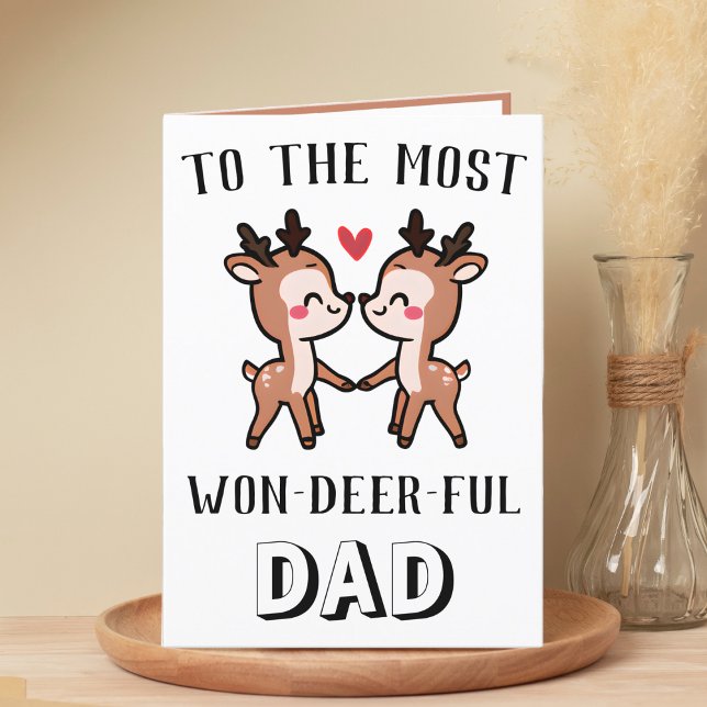 Cute Funny Deer Buck Wonderful Dad Birthday Thank You Card (cute deer birthday card for dad)