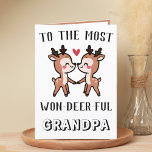 Cute Funny Deer Buck Wonderful Grandpa Birthday Thank You Card<br><div class="desc">Looking for a unique way to express your love and humour to your grandparent? Our funny deer pun greeting card is the perfect choice for any grandfather on his birthday! Customize it by adding your own personal message. Design features two cute baby deer and a message to the most won-deer-ful...</div>