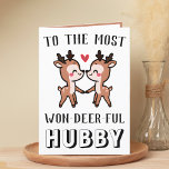 Cute Funny Deer Buck Wonderful Husband Birthday Thank You Card<br><div class="desc">Looking for a unique way to express your love and humour to your spouse? Our funny deer pun greeting card is the perfect choice for any husband on his birthday or even for a wedding anniversary. Customize it by adding your own personal message. Design features two cute baby deer and...</div>