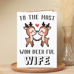 Cute Funny Deer Buck Wonderful Wife Birthday Thank You Card<br><div class="desc">Looking for a unique way to express your love and humour to your spouse? Our funny deer pun greeting card is the perfect choice for any wife on her birthday or even for a wedding anniversary. Customize it by adding your own personal message. Design features two cute baby deer and...</div>