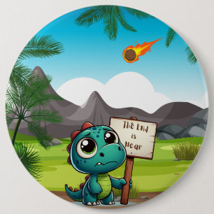 cute, funny dinosaur 6 inch round button