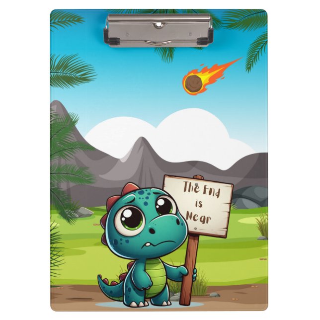 cute, funny dinosaur clipboard (Front)
