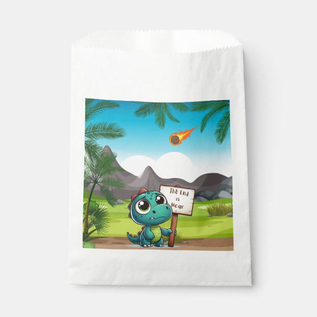 cute, funny dinosaur favour bag (Front)