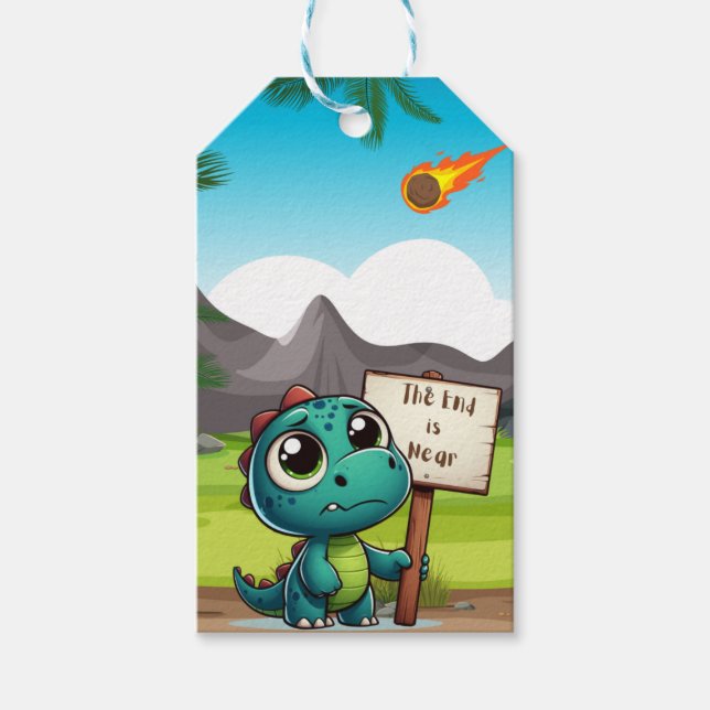 cute, funny dinosaur gift tags (Front)