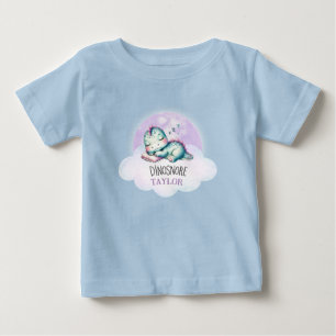 Cute Funny Dinosaur Personalized Name Kids Pyjamas Baby T-Shirt