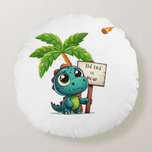 cute, funny dinosaur round pillow
