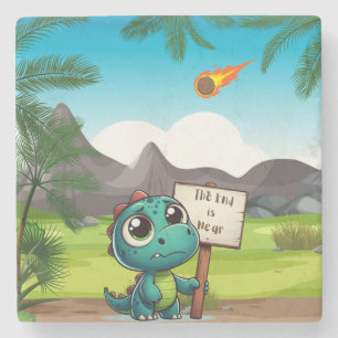 cute, funny dinosaur stone coaster