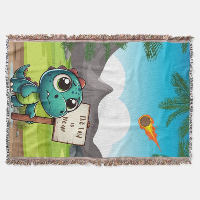 cute, funny dinosaur throw blanket (Front)