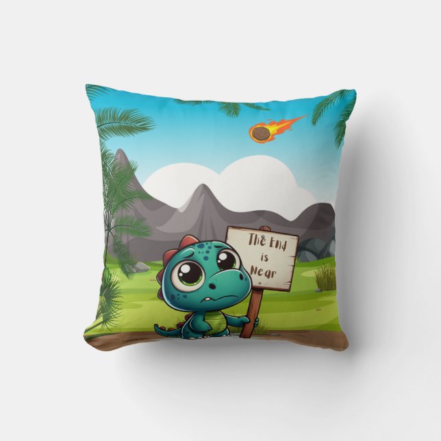 cute, funny dinosaur throw pillow (Front)
