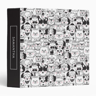 Cute Funny Dog Breeds Animal Pattern Personalized Binder
