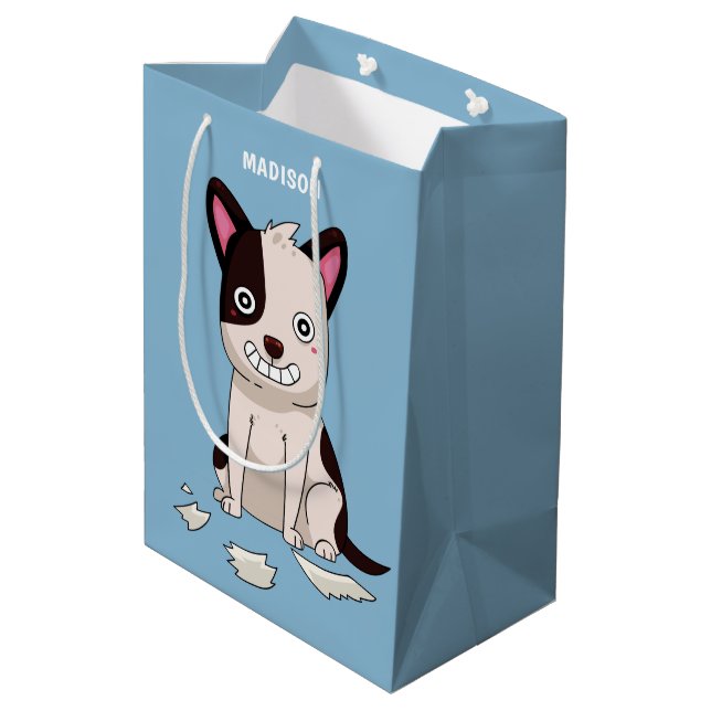 Cute  & Funny Dog custom name & colour gift bag (Back Angled)