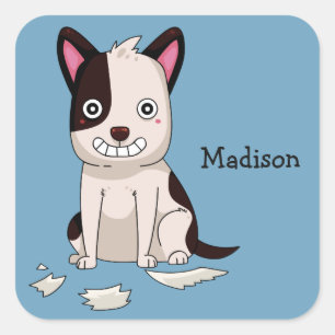 Cute & Funny Dog custom name & colour stickers