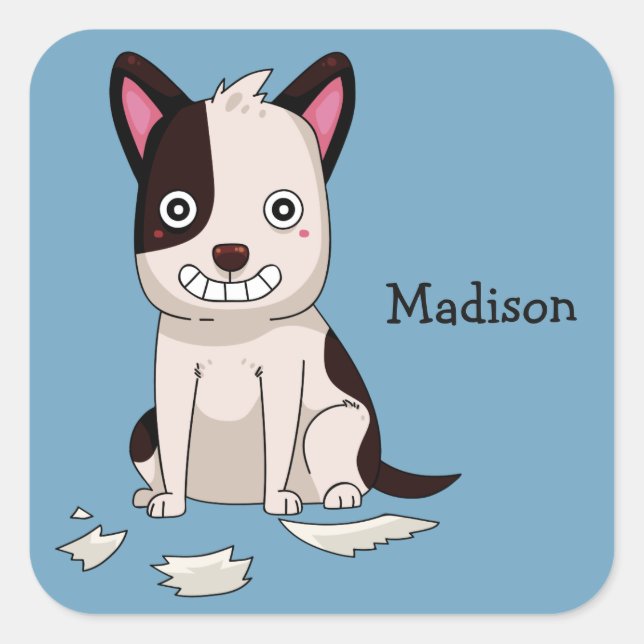 Cute  & Funny Dog custom name & colour stickers (Front)