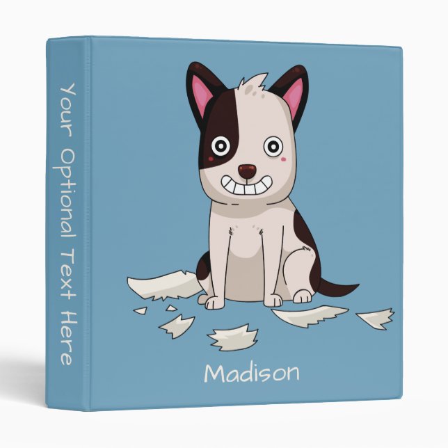 Cute  & Funny Dog custom name, text & colour Binder (Front/Spine)