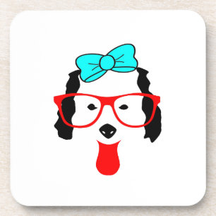 Cute Funny Dog Head Drawing Coaster