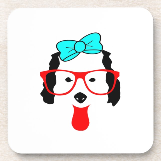 Cute Funny Dog Head Drawing Coaster (Front)