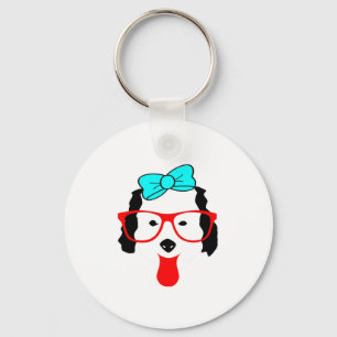 Cute Funny Dog Head Drawing Keychain