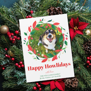 Cute Funny Dog Photo Happy Howlidays Magnet Card