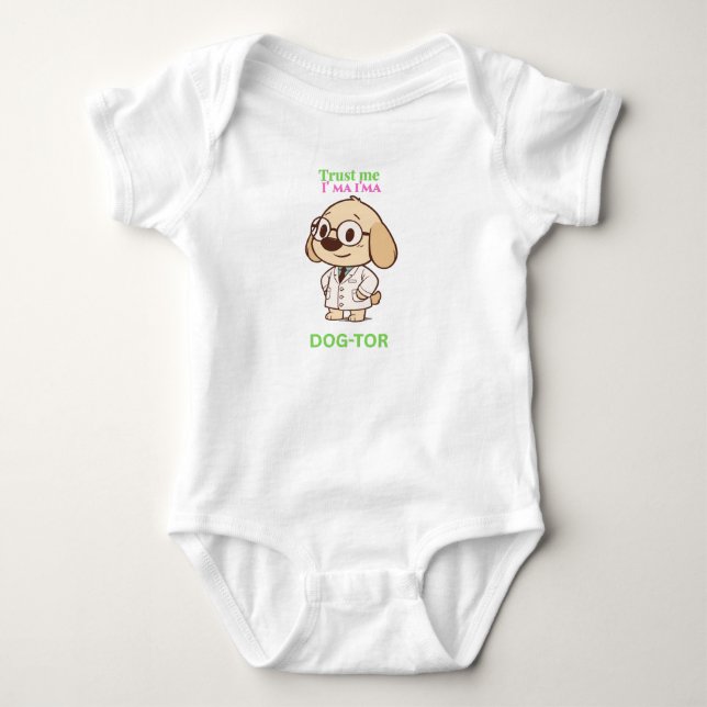 Cute Funny Dog-Tor Baby Bodysuit (Front)