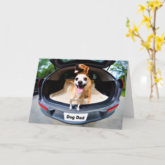 Cute Funny Dogs Father's Day Dad Card (Yellow Flower)