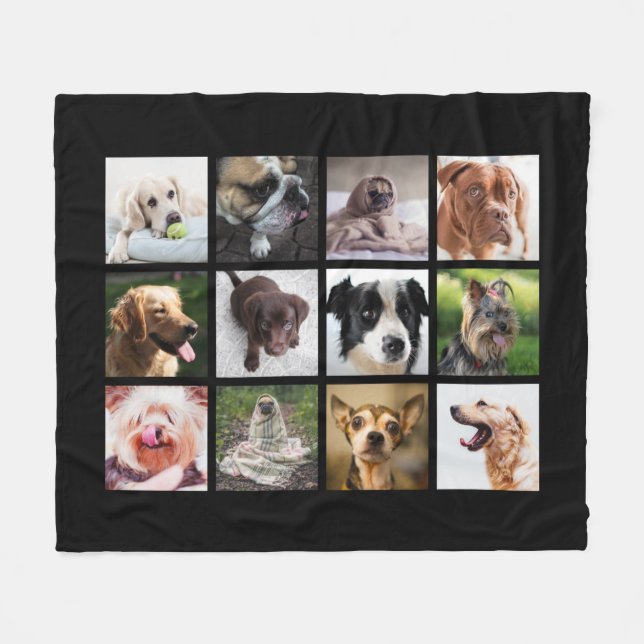 Cute & Funny Dogs Photo Collage fleece blanket (Front (Horizontal))