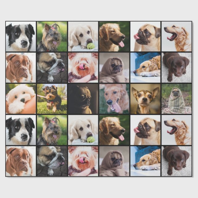 Cute & Funny Dogs Photo Collage wrapping paper (Flat)