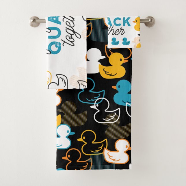 Cute Funny Ducks Puns Quote Bath Towel Set (Insitu)