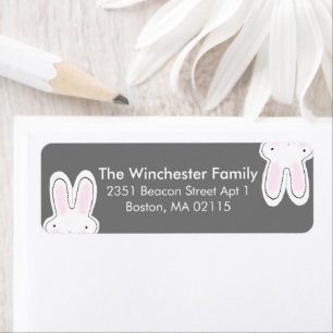 Cute funny Easter bunnies charcoal grey address