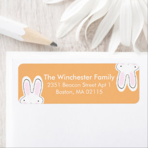 Cute funny Easter bunnies pastel orange address