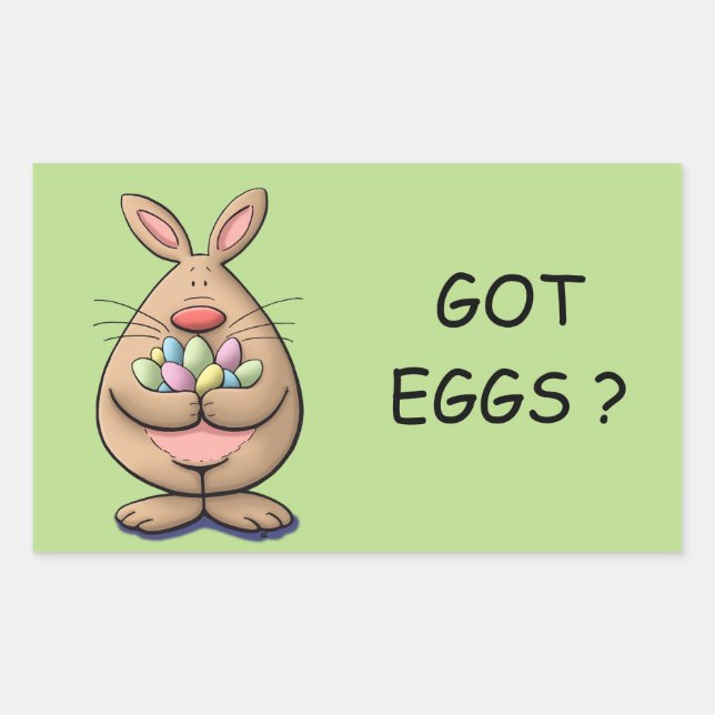 cute & funny easter bunny holding eggs cartoon sticker (Front)