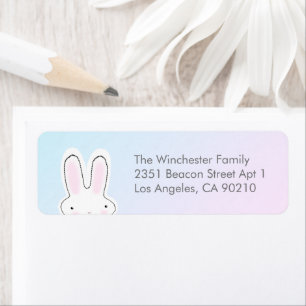 Cute funny Easter bunny pastel colours address