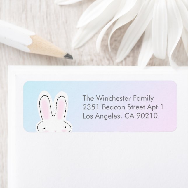 Cute funny Easter bunny pastel colours address (Insitu)
