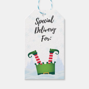 Cute Funny Elf Christmas Special Delivery Gift Tag