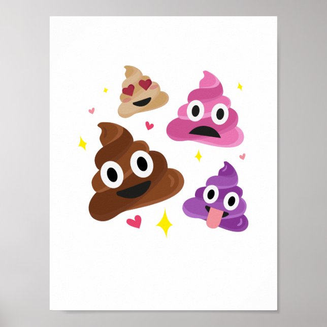 Cute Funny Emoji Pink Bow Cutie Poo - Poop Emoji Poster (Front)