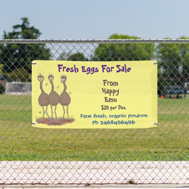 Cute funny emu cartoon eggs for sale sign (Insitu)