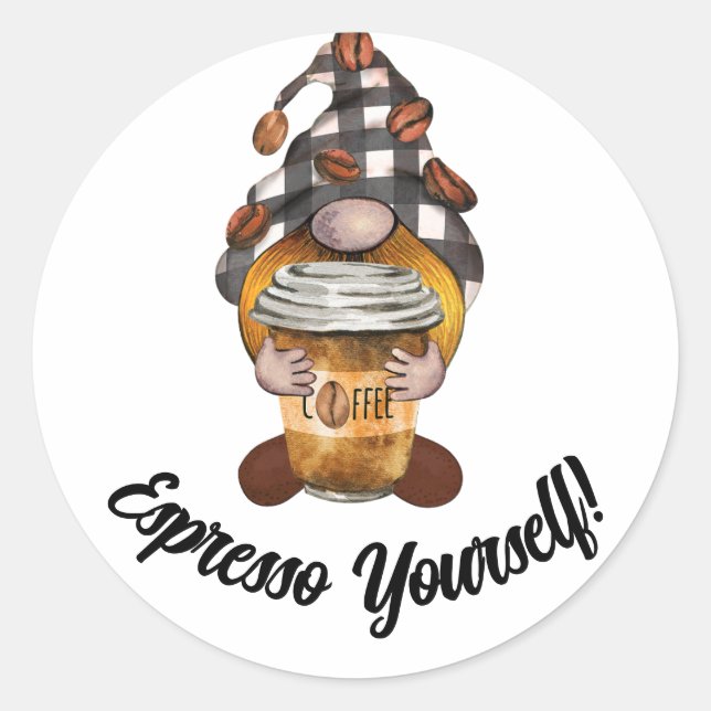 Cute funny Expresso coffee sticker (Front)