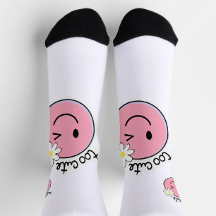Cute Funny Face Socks Kawaii Cartoon Pink Socks