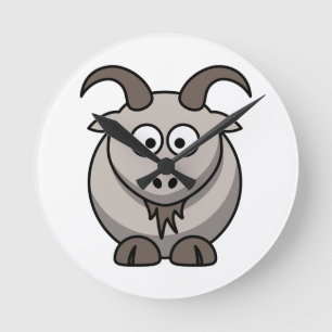 Cute Funny Farm Yard Goat Round Clock