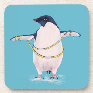 Cute Funny Fat Penguin On Diet Coaster