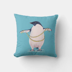 Cute Funny Fat Penguin On Diet Throw Pillow